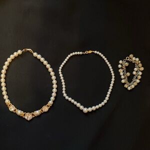 Vintage Faux pearl Jewelry Lot of 2 necklaces (Napier) and 1 bracelet